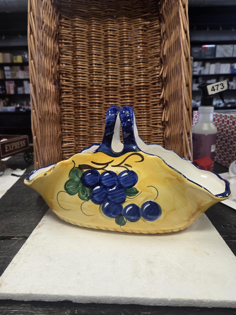 Hand-Painted Italian Majolica Ceramic Basket